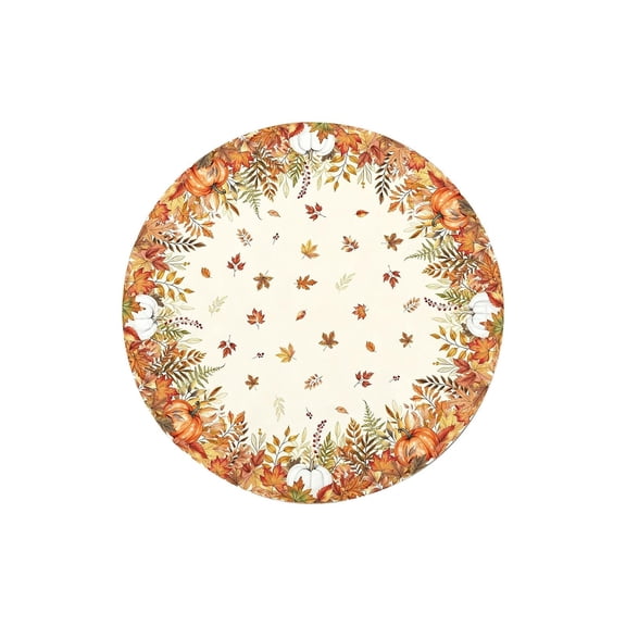 YuanGuangQ Thanksgiving Round Tablecloth Decor, Pumpkin Pattern Waterproof Oil Proof Table Cover, Decorative Tablecloth for Dining Table Kitchen Home Holiday Decoration