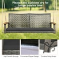 thumbnail image 6 of Gymax Rattan Patio Porch Swing 2-Person Cushioned Swing Chair Bench w/ Hanging Ropes Black, 6 of 8