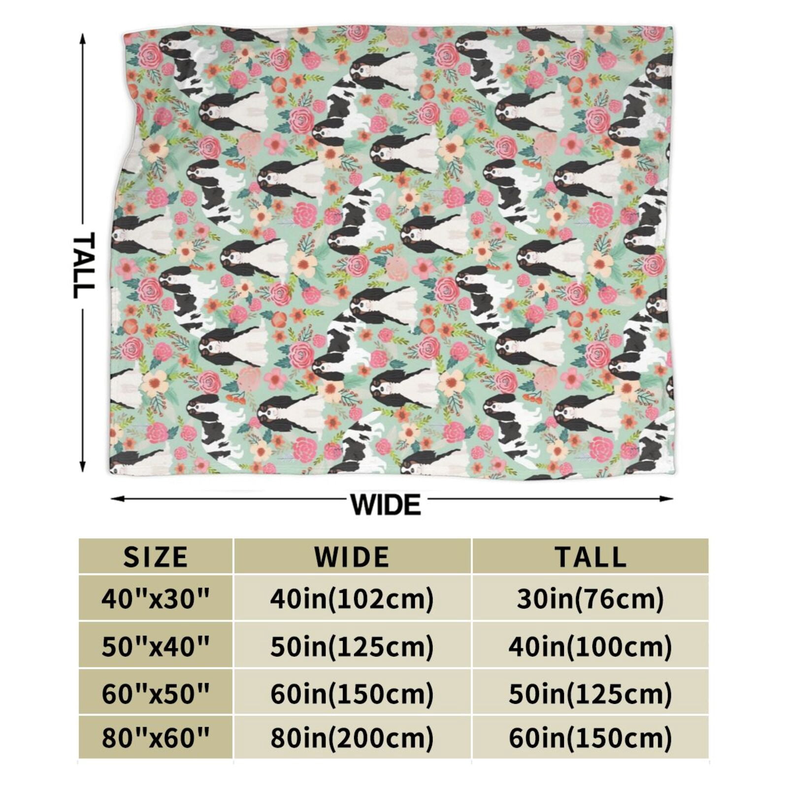 Wijzvio Spaniel Dogs Flower Floral Throw Blanket Soft Fuzzy Fleece Blanket For Couch Bed Living Room Decoration 50"X40"