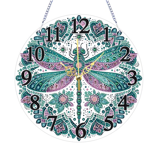 Reloj Diamantes Cristal Acrílica para Sala Estar Con Forma Especial Libélula