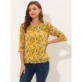 thumbnail image 2 of INSPIRE CHIC Women's Floral Print Chiffon Ruffle 3/4 Sleeve Flowy Blouse 4 S, 2 of 5