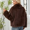thumbnail image 4 of 2025 Women's Faux Fur Coat Fluffy Faux Fur Jacket Long Sleeve Lapel Furry Winter Jackets Shaggy Parka Short Coats, 4 of 8