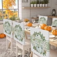 thumbnail image 2 of Fall Thanksgiving Chair Covers Set of 1 Pumpkin Leaves Wreath Green Striped Chair Back Covers Stretch Removable Washable Slipcovers Protector for Dining Room Kitchen Party Decor, 2 of 5
