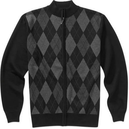 ^^big Men's Argyle Jacquard Full Zip Swe