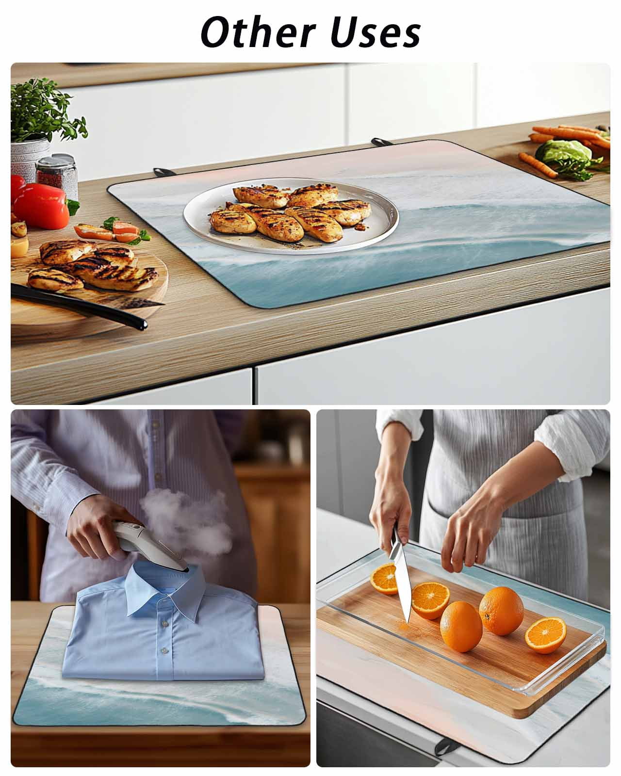 Stove Top Covers for Electric Stove, Beach Coastal Glass Stovetop Cover Protector, Blue Nautical Summer Ocean Seaside Induction Cooktop Protector Oven Mat for Kitchen Countertop 24"x21"