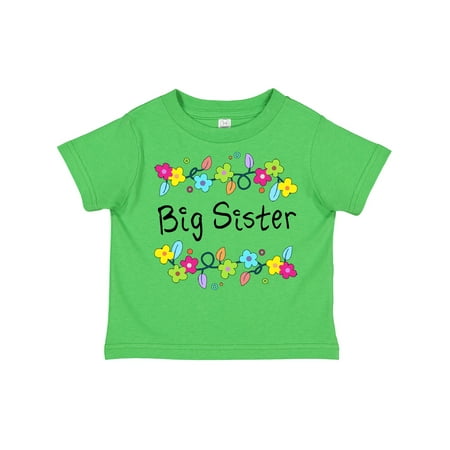 

Inktastic Big Sister - Bright Flowers Gift Toddler Toddler Girl T-Shirt