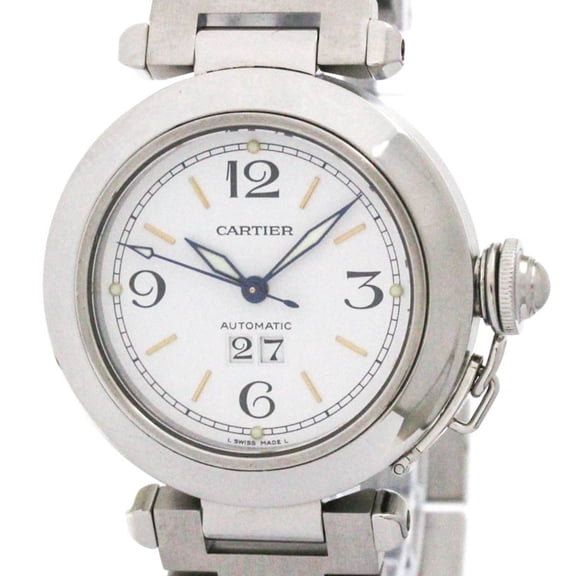 Pre-Owned CARTIER Pasha C Big Date Steel Automatic Unisex Watch W31044M7 (Good)