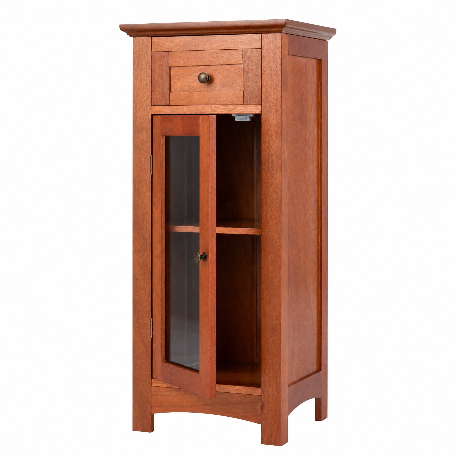 Vebreda Freestanding Bathroom Storage Cabinet, Bathroom Freestanding Storage Cabinet with Single Glass Door, Sturdy Glass Door