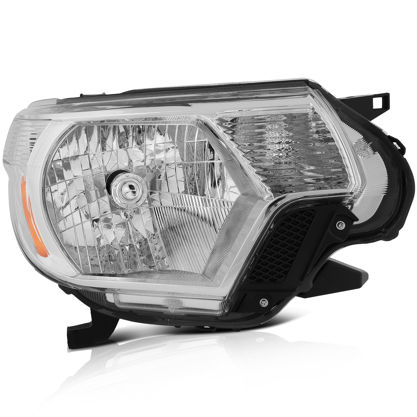 ECCPP Headlight Assembly Pair For Toyota Tacoma 2012-2015 Chrome Housing Amber Reflector Clear Lens Driver and Passenger Side