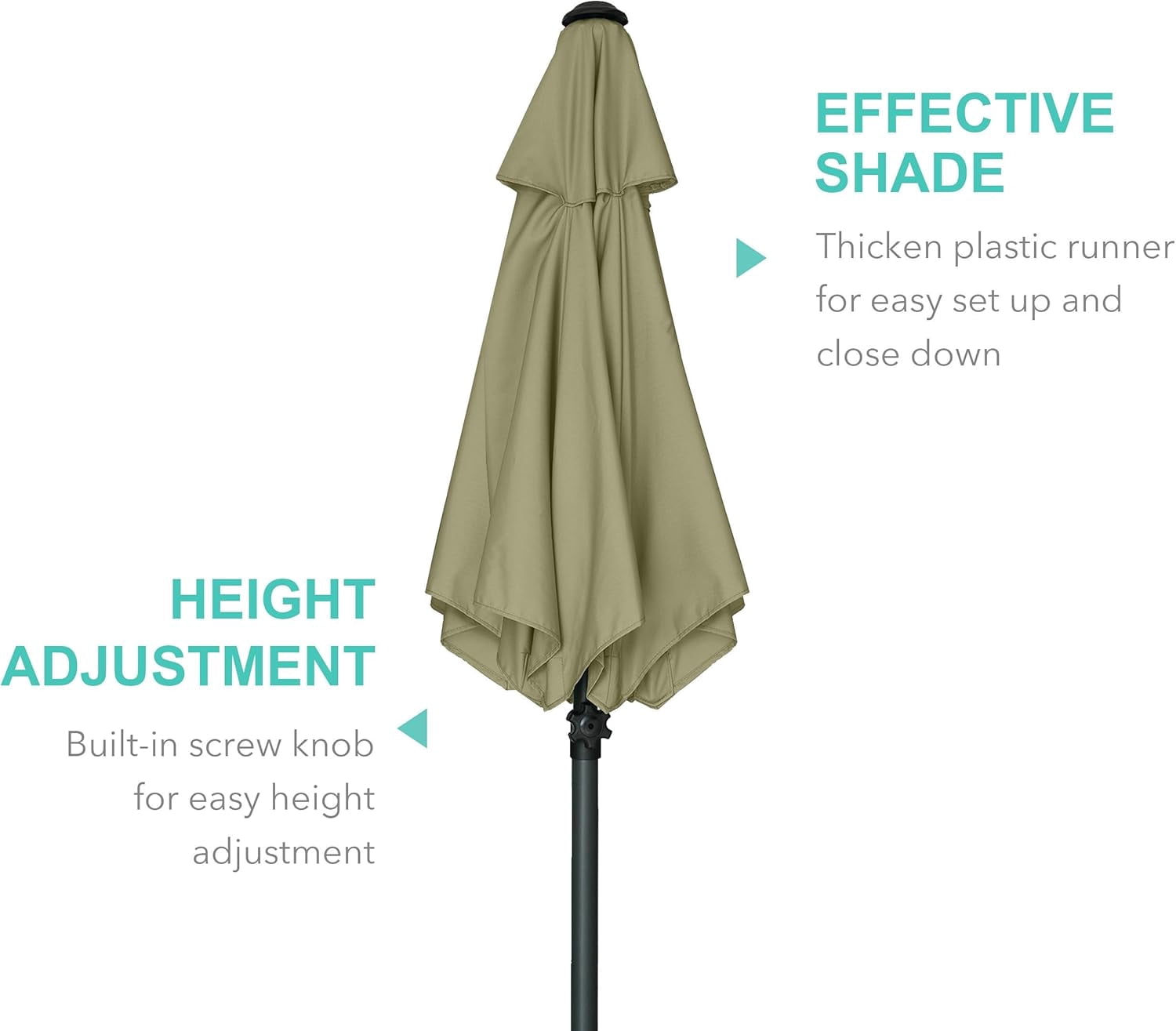 AMMSUN 6ft Round Patio Umbrella, Khaki, Push Up & Tilt Small Outdoor Market Umbrella for Pool Lawn Balcony Garden