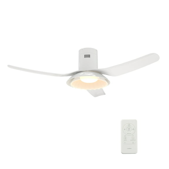 Smaair 52'' 3 Blade Flush Mount Ceiling Fan with Dim Light and Remote DC Motor