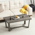 thumbnail image 4 of Gymax Table Basse en Bois de Caoutchouc Massif, Table Centrale avec Base en Forme de Croix, Table d'Appoint, 4 of 10