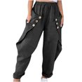 thumbnail image 2 of Gaecuw Cargo Pants Women Baggy Wide Legged Pants Plus Size Regular Fit Long Pants Lounge Trousers Sweatpants Loose Baggy Yoga Pants Mid Waisted Summer Ankle Length Workout Pants with Pockets Solid, 2 of 5