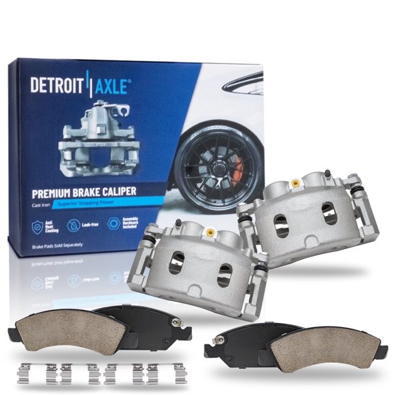 Detroit Axle - Front Disc Brake Calipers & Brake Pads Replacement for Cadillac Escalade ESV EXT XTS Chevrolet Avalanche Express Silverado Suburban 1500 Tahoe GMC Savana Sierra 1500-4pc Set