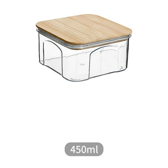 Rvkxad Bamboo Lid Storage Container, Plastic Transparent Grain Sealed Jar for Rice Beans, Pantry Organizer