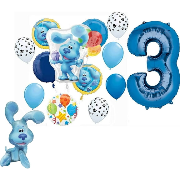 Blue's Clues 3rd Birthday Party Supplies Blue the Dog Table Topper Balloon Bouquet Decorations