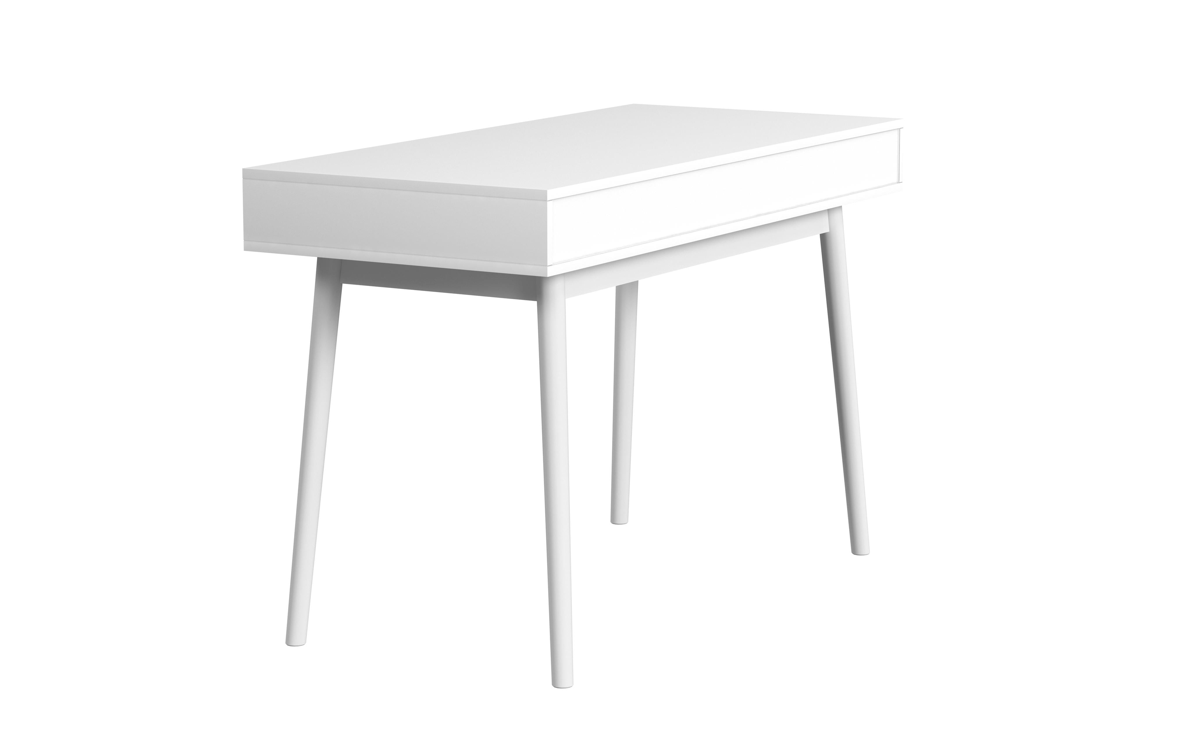 Linon Campton 2-Drawer Mid Century Writing Desk, 47" Wide, White and Natural Finish