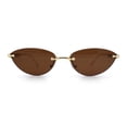thumbnail image 5 of Womens Rimless Metal Rim Cat Eye Pyramid Stud Jewel Arm Sunglasses Gold - Brown, 5 of 8