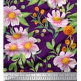 thumbnail image 1 of Soimoi Moss Georgette Fabric Leaves & Wild Flower Print Fabric by the Yard 42 Inch Wide, 1 of 1