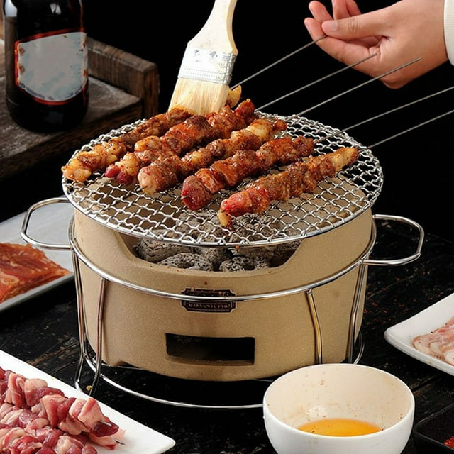 HEATSHAKING Accessoires de Grill pour Barbecue Extérieur Support de Poêle en Métal Portable Argent Acier Inoxydable 1Ensemble
