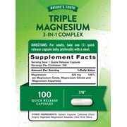 Triple Magnesium Complex | 100 Capsules | From Oxide, Citrate, Aspartate | by Natures Truth