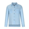 thumbnail image 4 of Zpanxa Blouses for Women Casual Button Down Shirts Plus Size Cotton Linen Collared Long Sleeve Solid Shirts with Pocket Womens Basic Work Tunic Tops Blouses Light Blue 4XL, 4 of 6