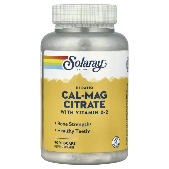 Solaray Calcium & Magnesium Citrate, with Vitamin D-2, 1:1 Ratio 90 VegCap