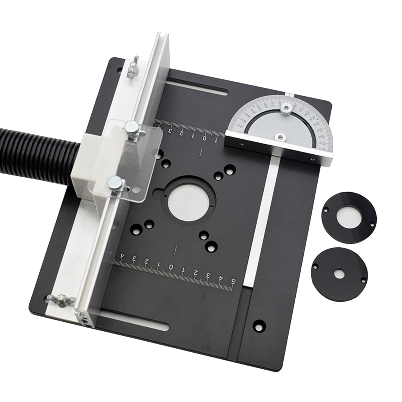 Router Table Insert Plate Wood Router Plate Auxiliary Tool Benches Multifunction Aluminum Router Insert Plate for Milling Engraving A with Backer Ruler