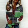 thumbnail image 5 of St Patrick Sweatshirts For Women Half Zip Long Sleeve Lapel Print Pullover Tops Casual Holiday Clothes (XL, Army Green), 5 of 9