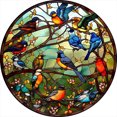 thumbnail image 1 of (3) Resina Diamante Serie Animal Pájaro Vidriera Diamante 30*30CM, 1 of 9