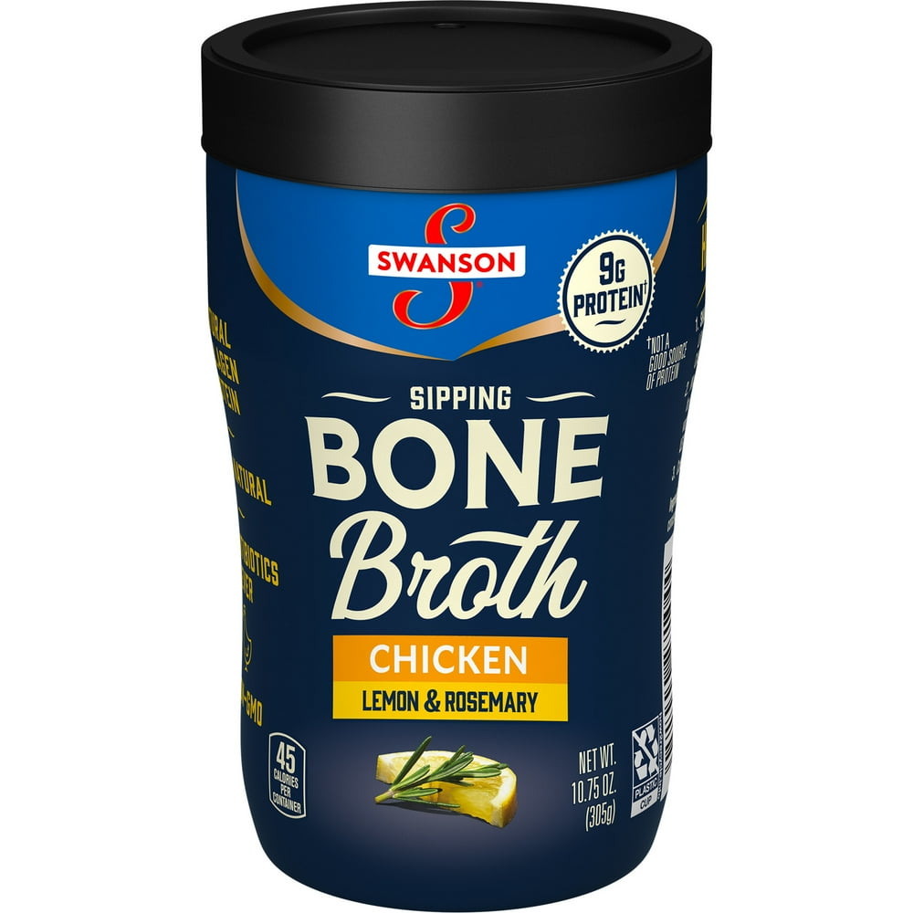 Swanson Sipping Bone Broth, Chicken Bone Broth with Lemon & Rosemary