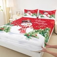 thumbnail image 3 of Homewish Cartoon Christmas Snowman Twin Sheet Sets,Merry Xmas Twin Fitted Sheet,Red White Flat Sheet For Girl Boys Kids,Super Cozy Room Decor,3pcs, 3 of 7