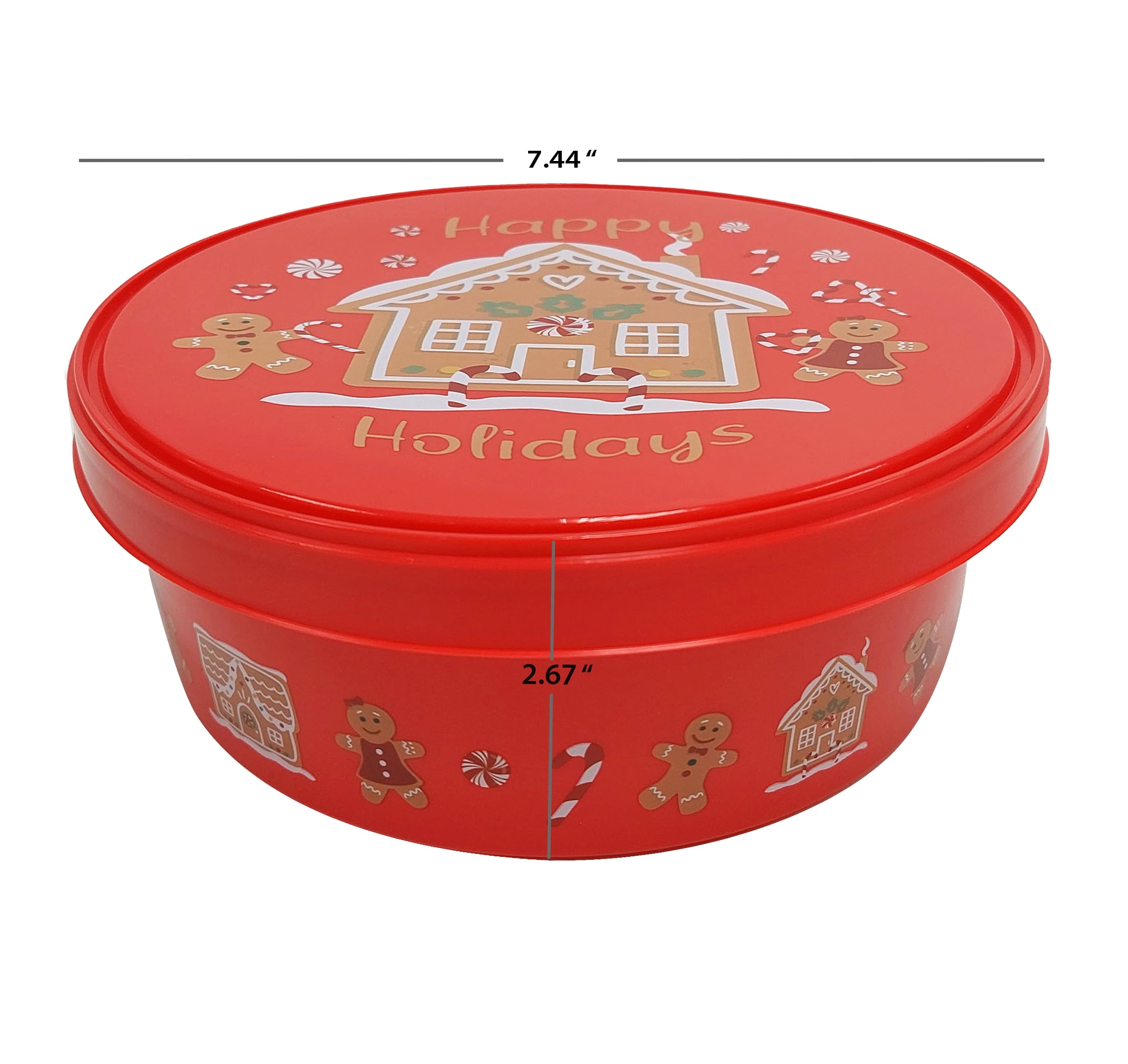Christmas Round Plastic Cookie Containers with Lids Set of 2