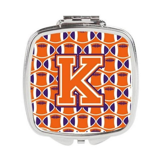 Carolines Treasures Letter K Football Orange - White & Regalia Compact Mirror