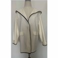 thumbnail image 3 of Women's Thick Wool Hooded Cardigan, Solid Color Windbreaker Outerwear, Casual Daily Jacket, White, XL, 3 of 4