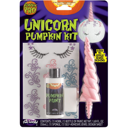 Fun World Unicorn Kit 4pc Pumpkin Carving Accessory, 1.69 fl oz, Pink White