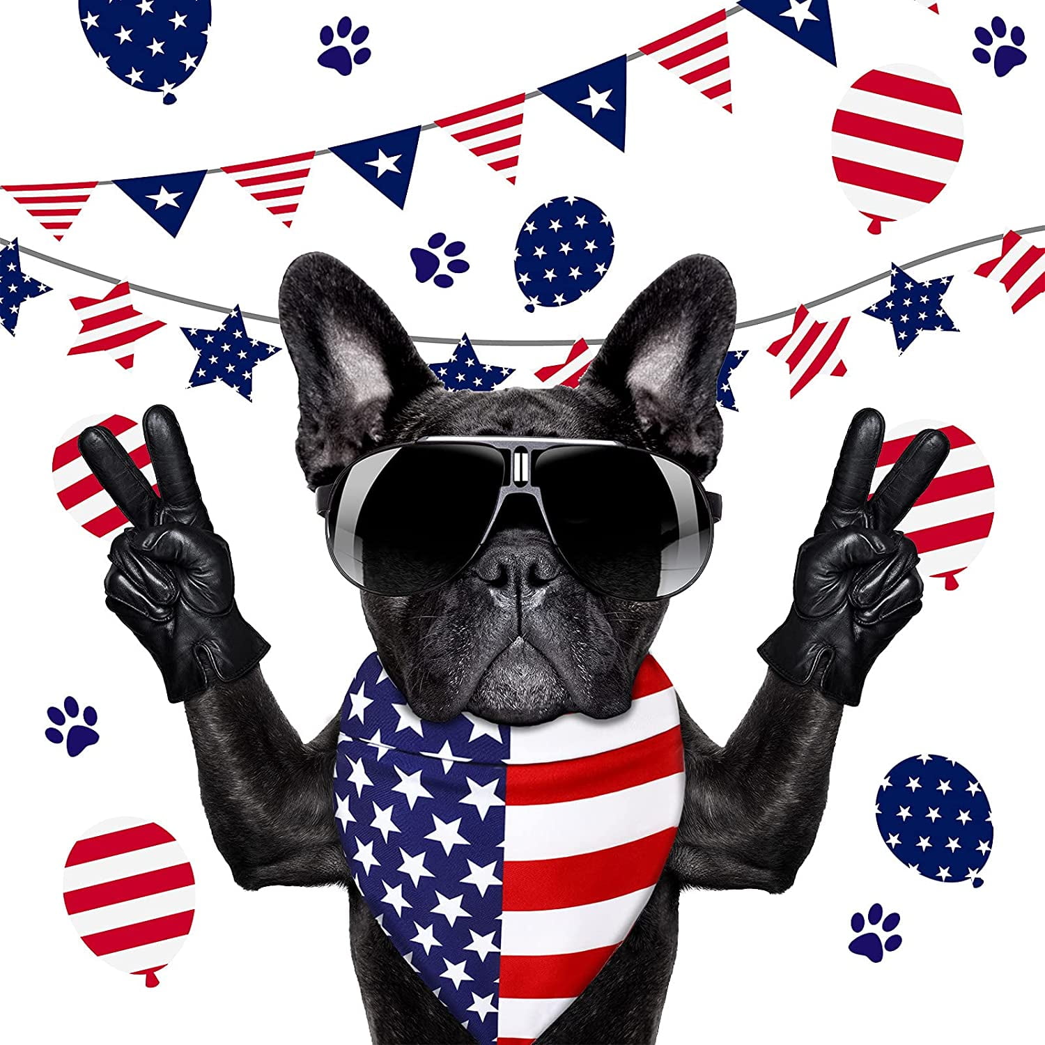 6 Pieces Dog Bandana 4th of July Pet Bandana Stars and Stripes Dog Scarf Independence Day Dog Triangle Bibs American Flag Puppy Bandana USA Dog