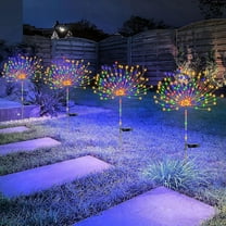 4 PCS Solar Firework Light with Rainbow Tube, 120 LED Outdoor Solar Garden Decorative Lights IP65 Waterproof String