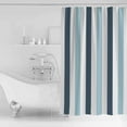 thumbnail image 2 of Shower Curtain Bathroom Set Navy Blue Teal Geometric Stripes Waterproof Fabric Shower Curtains with Grommets&Hooks Gradient Line Minimalist Style Privacy Bath Curtain for Bathtub 48x72in, 2 of 7