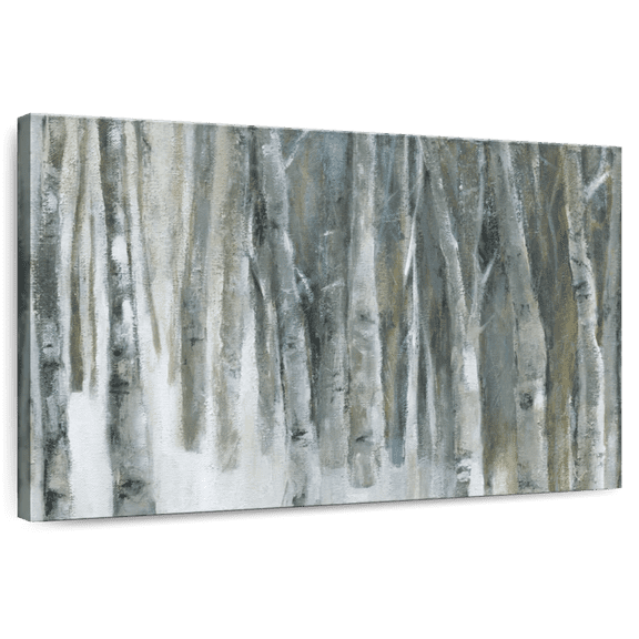 Elephant Stock Banff Birch Grove Wall Art - Horizontal Canvas Wall Art - Living Room Wall Decor - Nature Canvas - Gray And White Decor By Carol Robinson - 12" x 8"