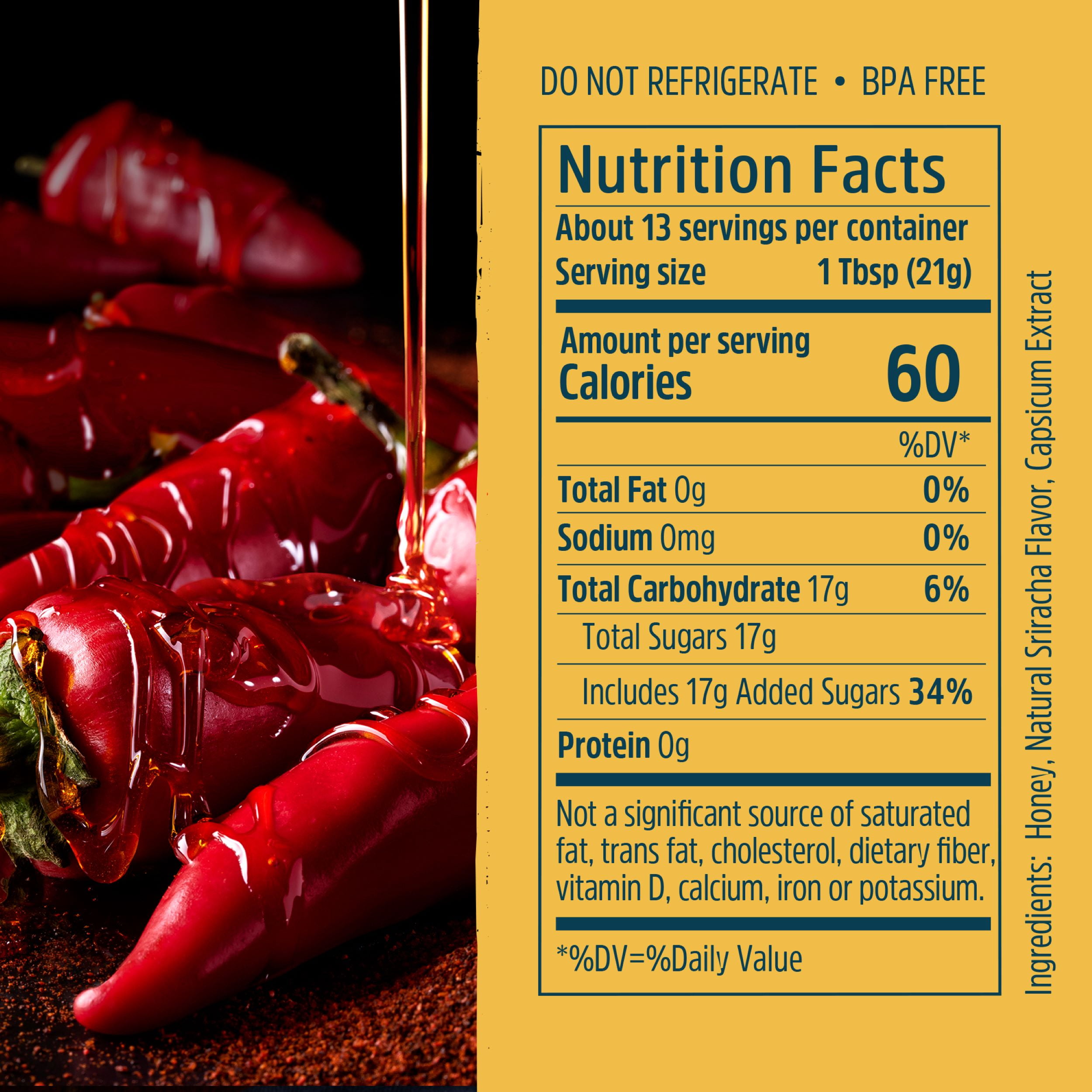 Local Hive, Sriracha Raw & Unfiltered Hot Honey, 9.0 oz Bottle