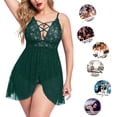 thumbnail image 2 of Intimates Women Elastic Plus Size Stretchy With Two Pieces Mesh Nightgown Underwear, 2 of 4
