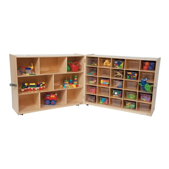 Wood Designs 23601 Tray and Shelf Folding Storage with (25) Translucent Trays