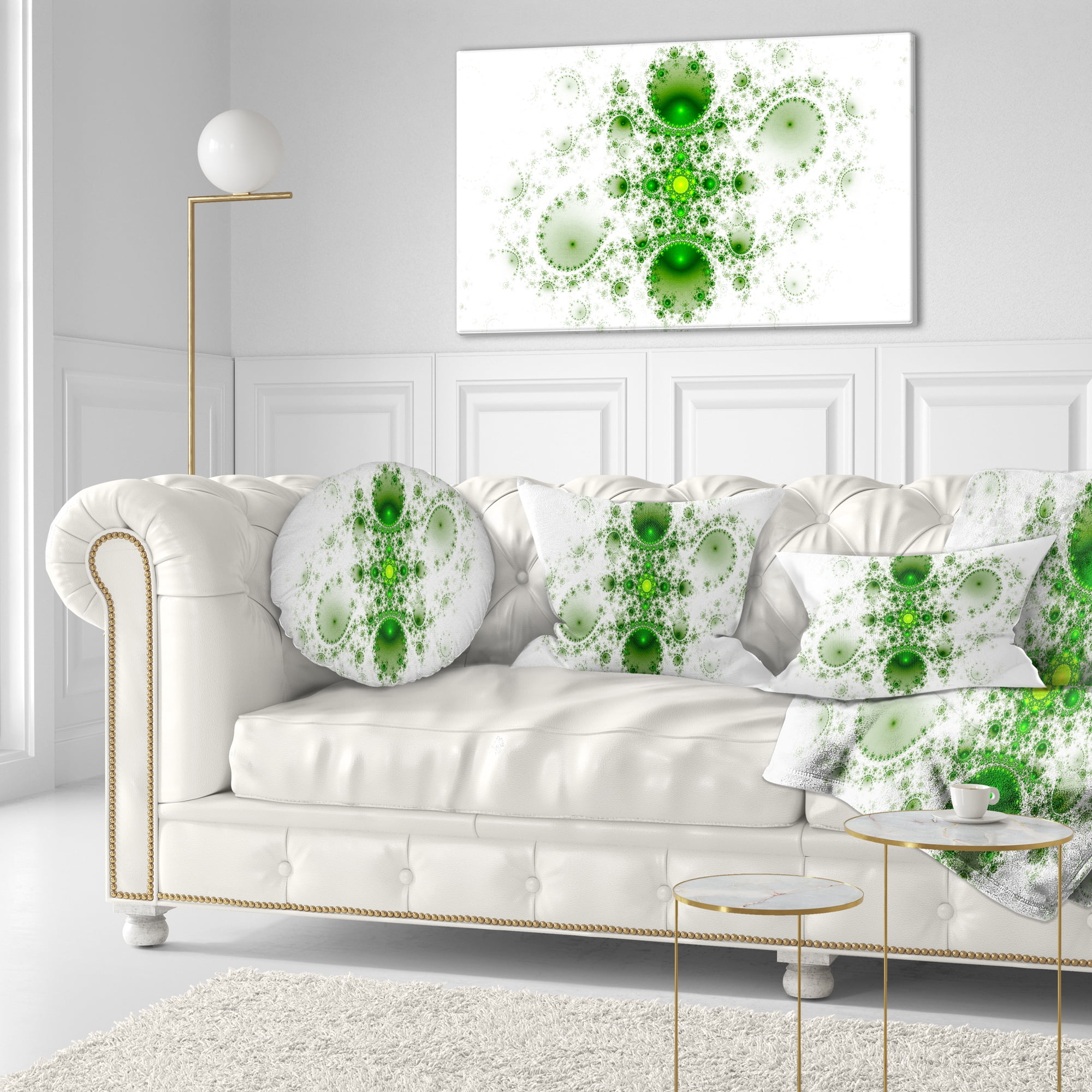 Designart Cabalistic Nature Green Fractal Art - Abstract Throw Pillow - 12x20