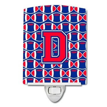 Caroline's Treasures CJ1076-DCNL Letter D Football Harvard Crimson and Yale Blue Ceramic Night Light, 6x4x3", multicolor