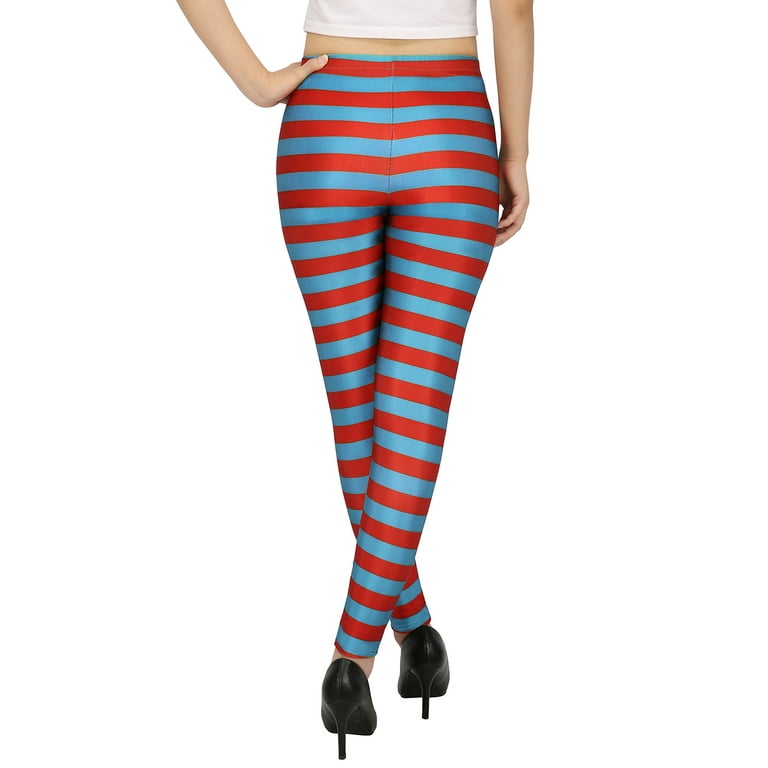 Blue and Red Horizontal Stripes Leggings