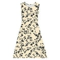 thumbnail image 5 of Spazoro Little & Big Girls A-Line Dress, Sleeveless 2025 New Style Floral Print Crew Neck Summer Dresses for Child Girls Beige Size 4 T, 5 of 7