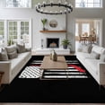 thumbnail image 3 of 6'x9' Area Rugs, Black American Flag Indoor Outdoor Area Rug for Living Room Bedroom, Vintage Red Hockey Star Strip Flag Washable Bathroom Rugs Kitchen Floor Carpet Mats Home Decor Aesthetic, 3 of 8