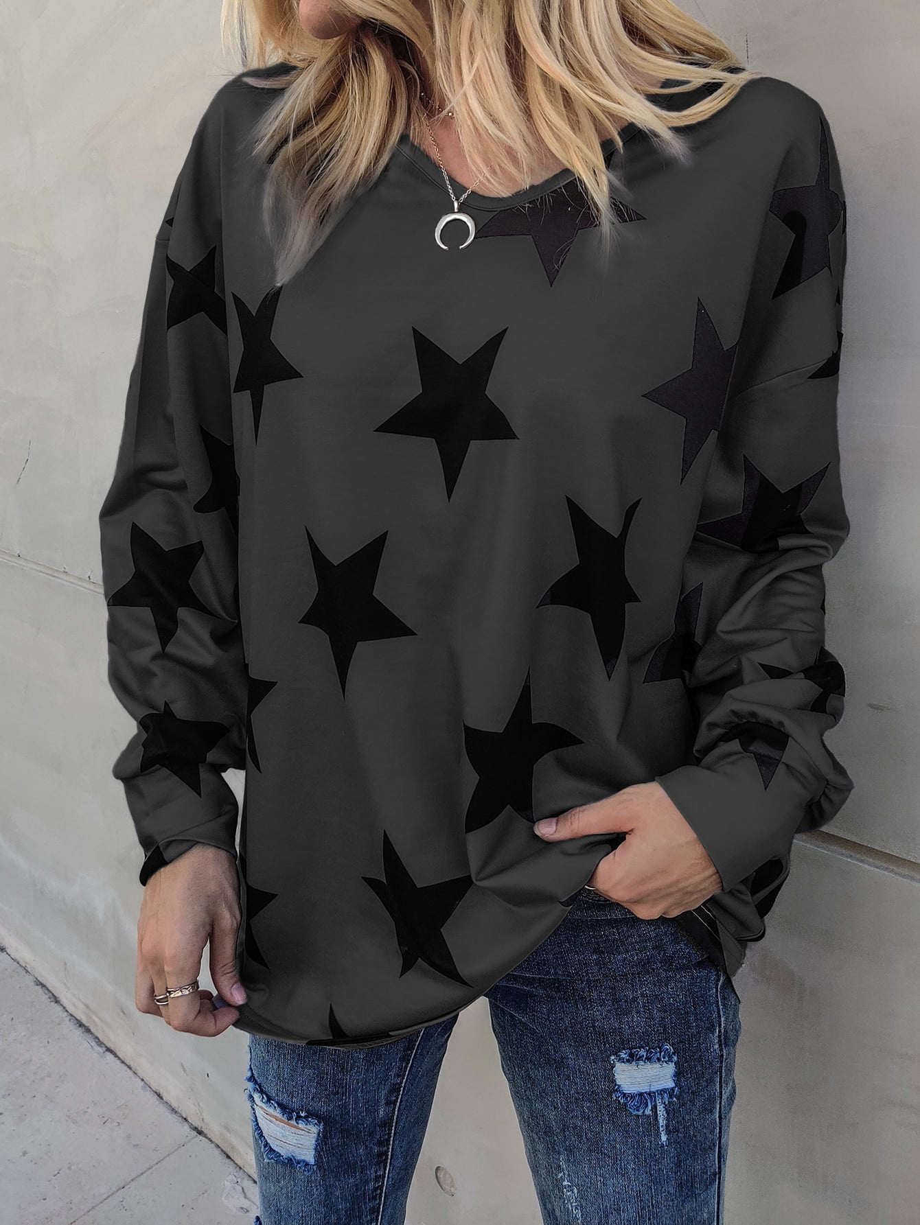 Print Longline Sweatshirt 22112W54971 