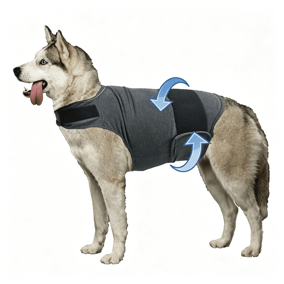GASTROPOD Dog Anxiety Jacket, Skin-Friendly Calming Shirt for Dogs - Dog Vest for Thunder, Fireworks and Separation - Keep Pet Calm without Medicine & Training, Anti Anxiety Coat for Dogs (Dark Grey)